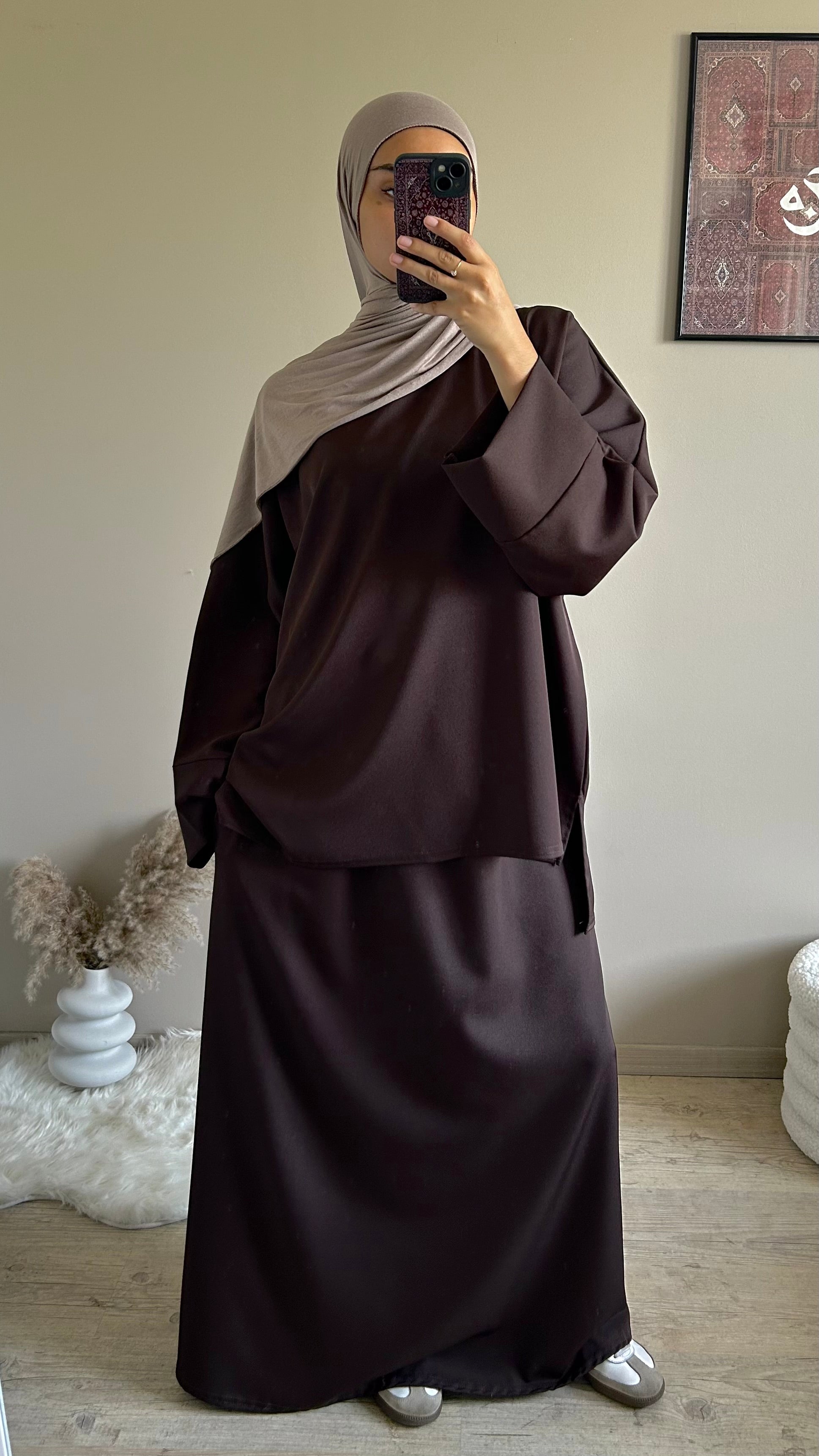 Ensemble jupe marron foncé