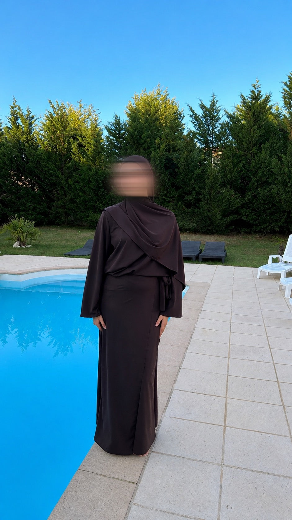 Burkini jupe 4 pièces marron