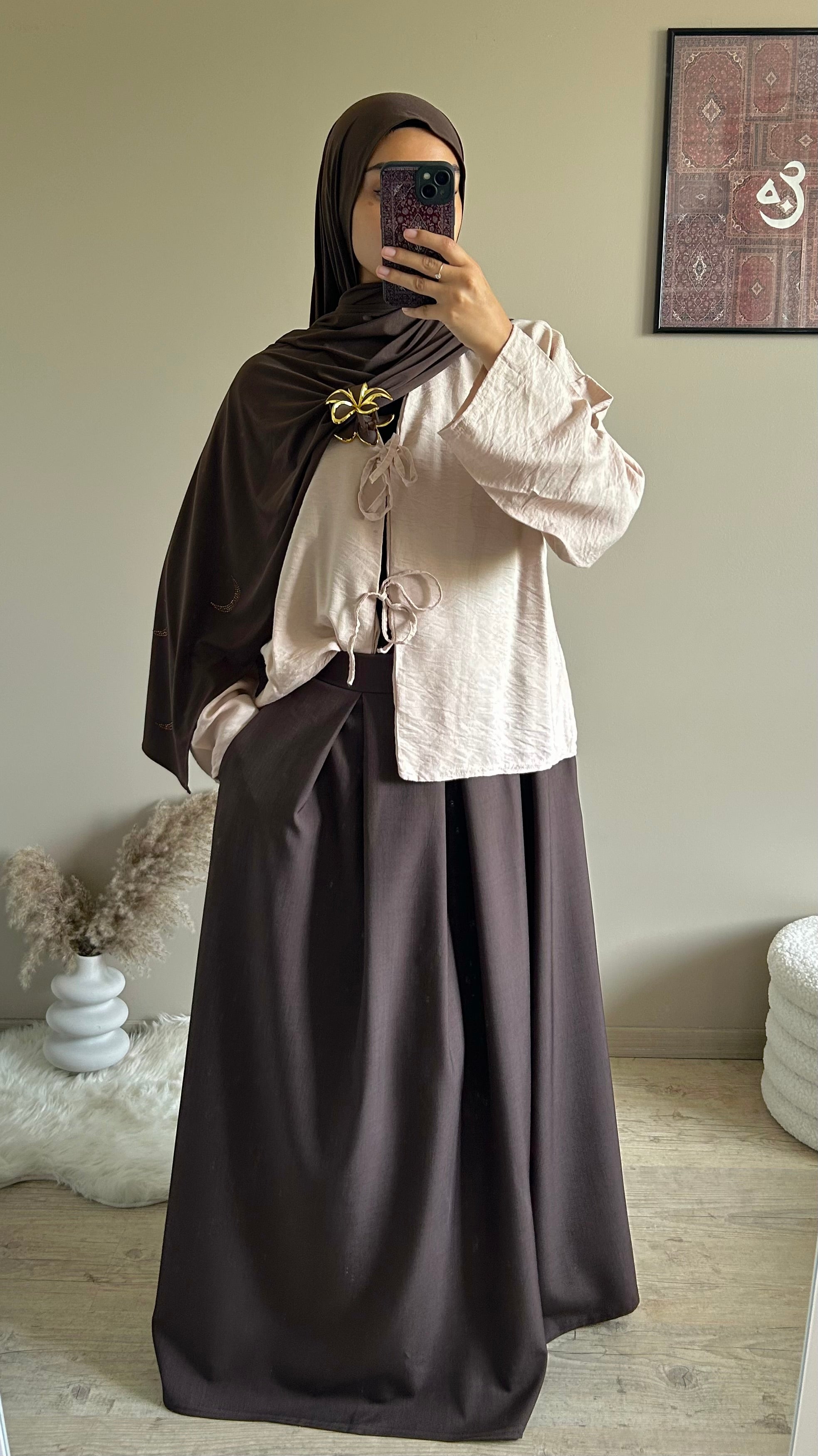 Jupe longue marron à poche