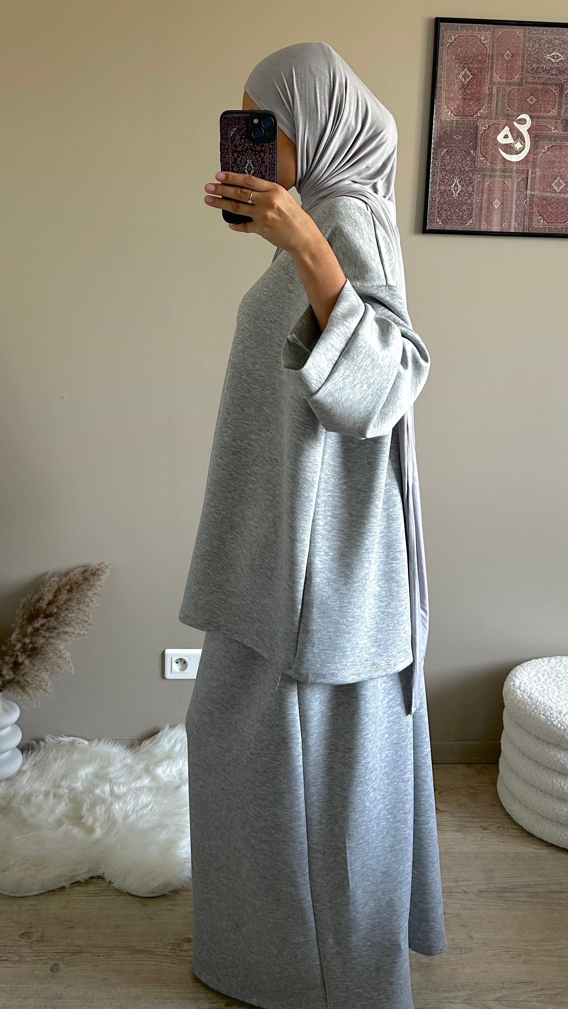 Ensemble jupe survêtement gris claire