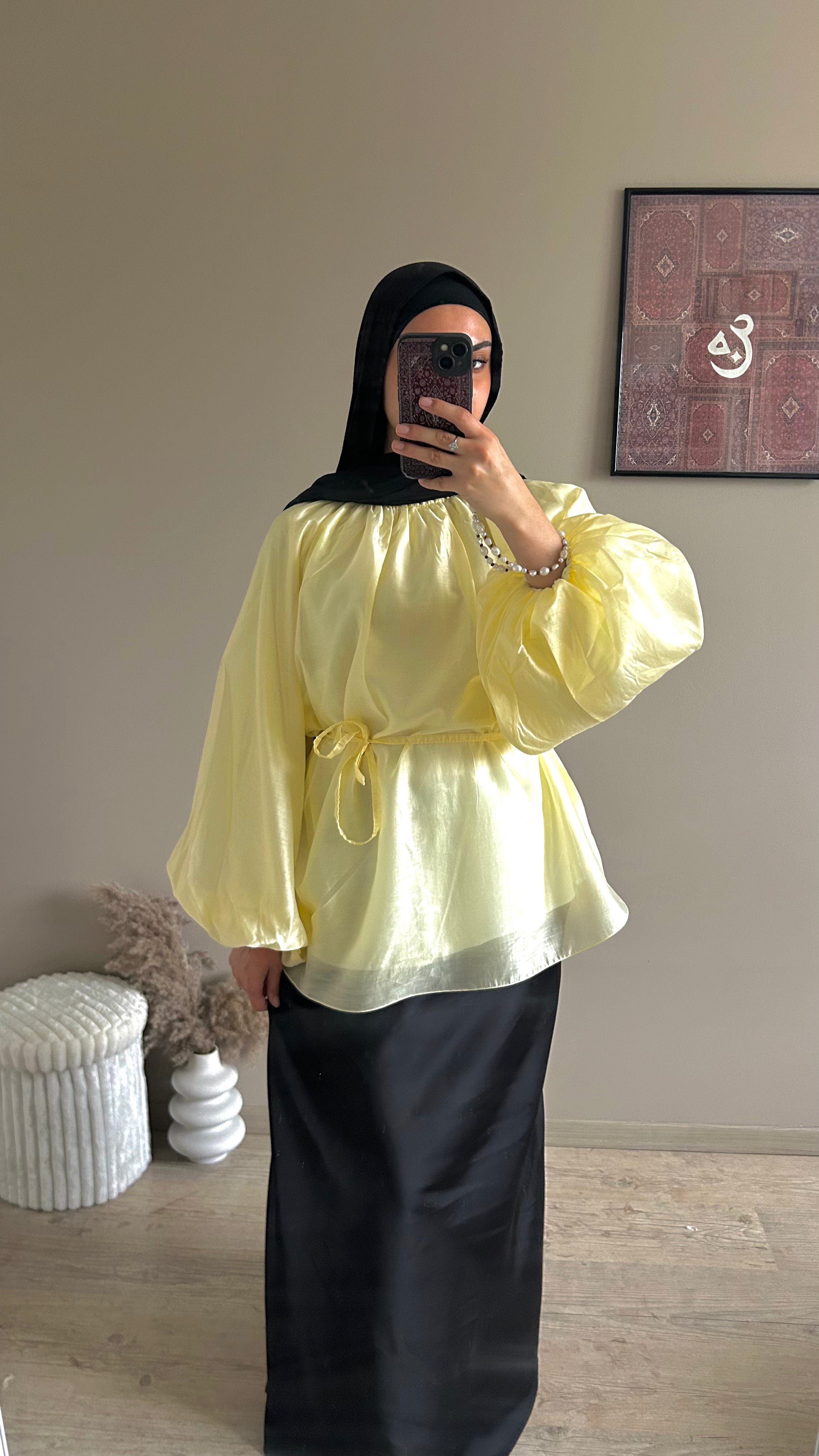 Haut fluide ceinturé – Jaune pastel