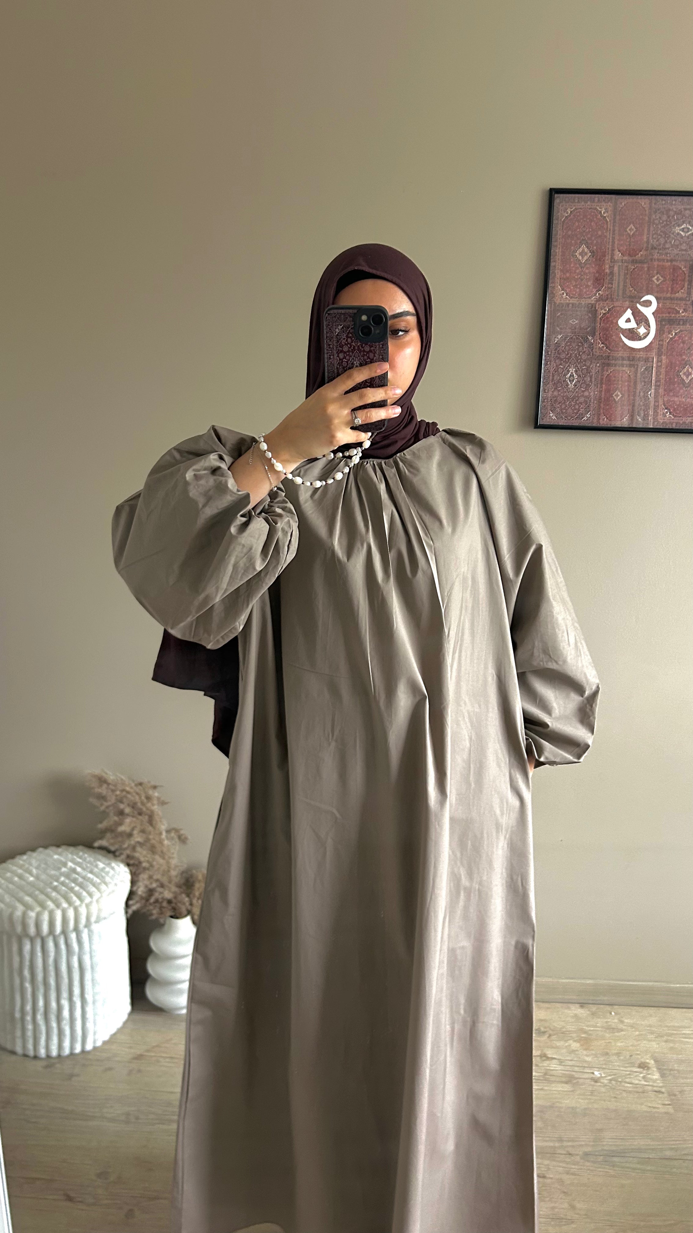 Abaya élégance fluide - Taupe