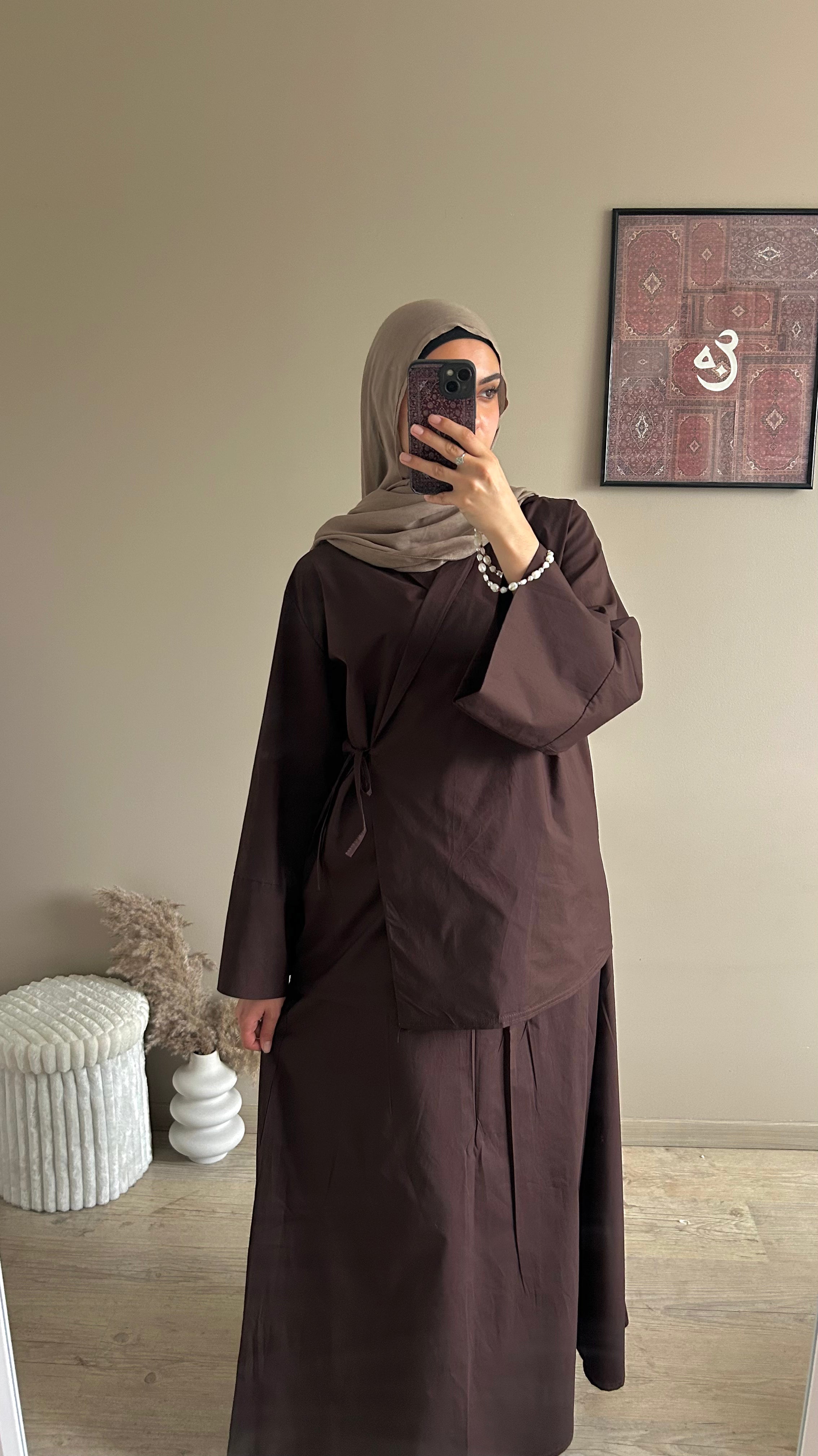 Ensemble chemise asymétrique – Marron