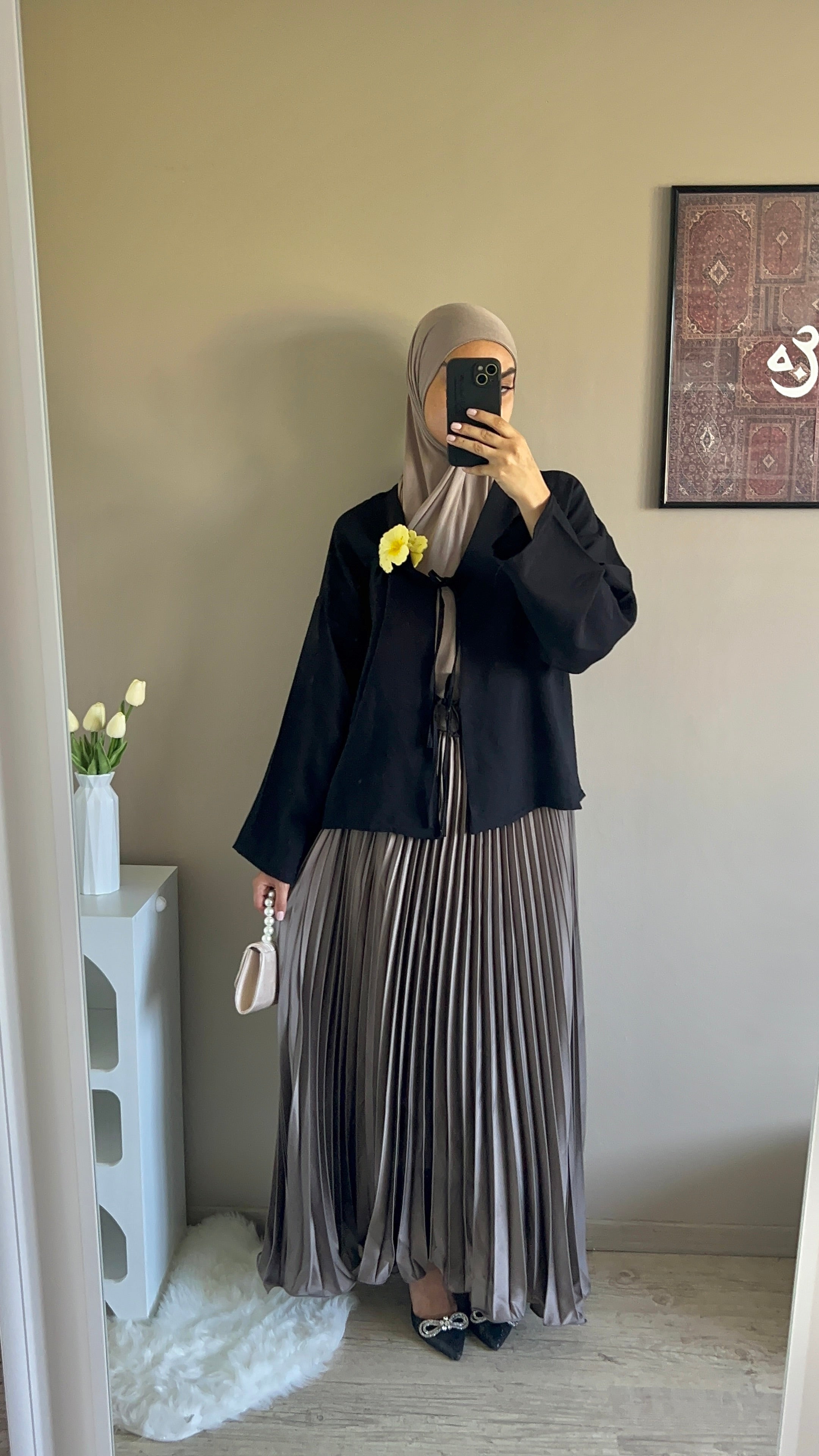 Jupe Plissée Fluide – Couleur Café